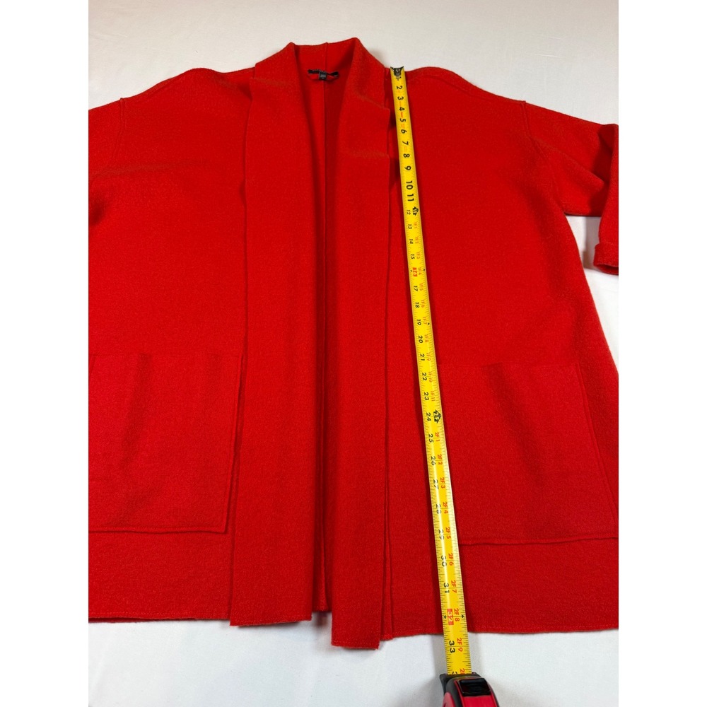 Eileen Fisher Woman Red Boiled Wool Open Front Cardigan Sweater 1X Shawl Collar - Picture 6 of 9